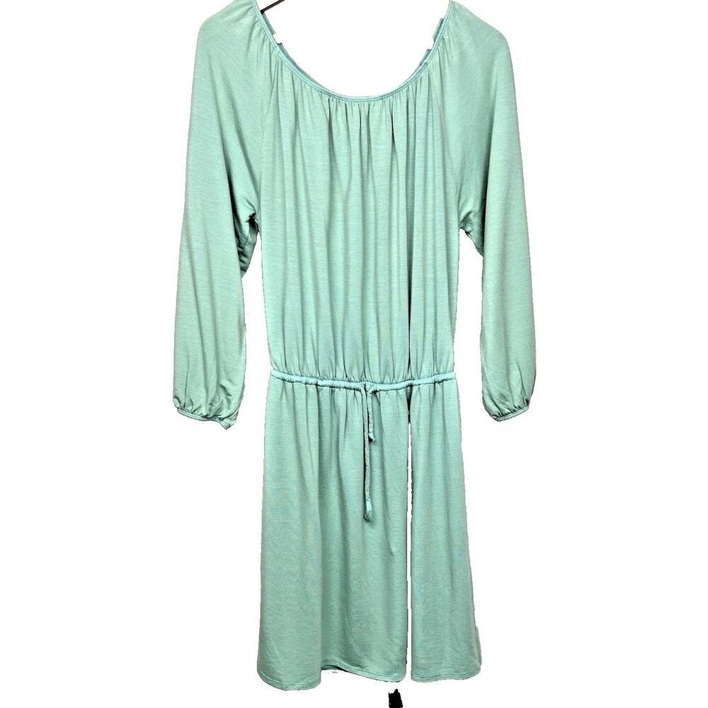 Go Couture Pastel Green Mini Dress XL NWT Off Shoulder Boho Flowy Stretch USA